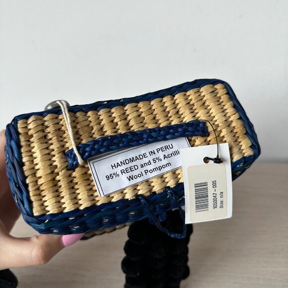 NWT Nannacay Baby Roge Striped Woven Raffia Tote Pompom-Embellished - Picture 5 of 13